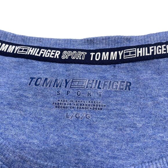 Tommy Hilfiger Sport Spell Out Tee Shirt Blue Sz L - Picture 5 of 7